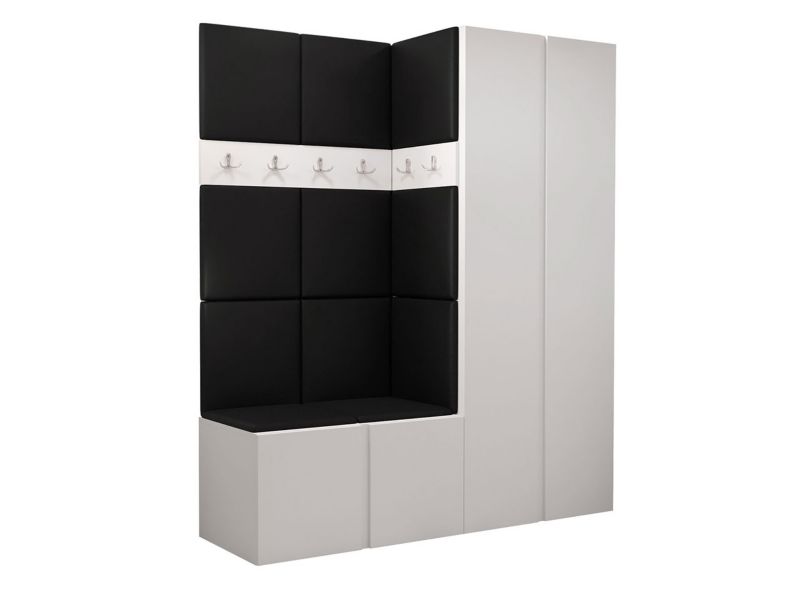 Garderoba MIRJAN 24 Orion III biały + czarna ekoskóra 1 kpl.