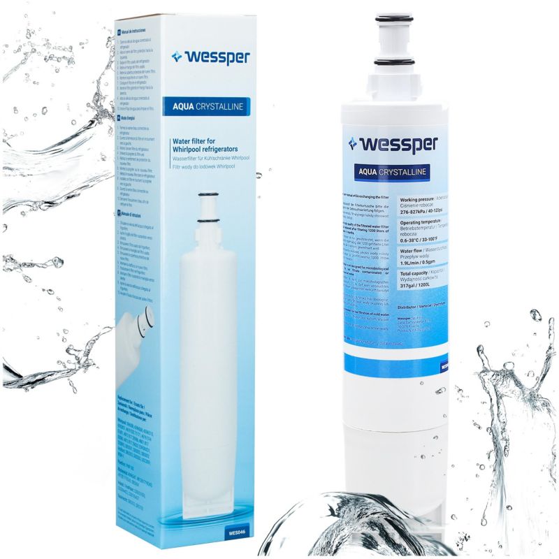 Filtr wody, Wessper, do lodówki Whirlpool, zamiennik SBS001 SBS002 SBS003, wkład z węglem kokosowym, 1 szt