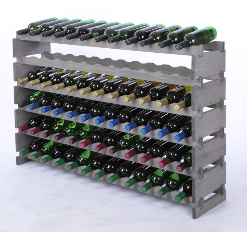 Stojak na wino MODO24 regał modułowy na butelki 6 leżni x 12 butelek montaż bez narzędzi impregnacja szara 1 szt.