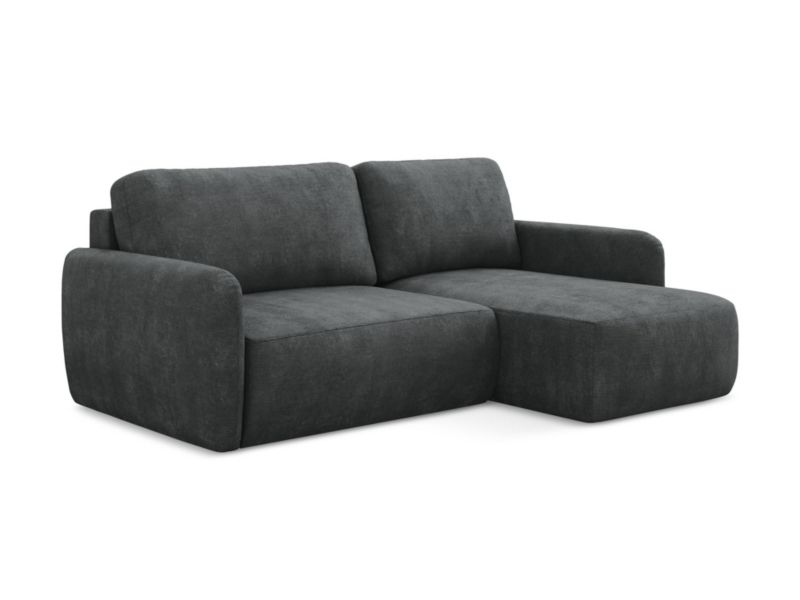 Narożnik prawostronny z funkcją spania LaMiaSofa CORLE z tkaniny szenilowej 207x148 cm ciemny szary 1 szt.