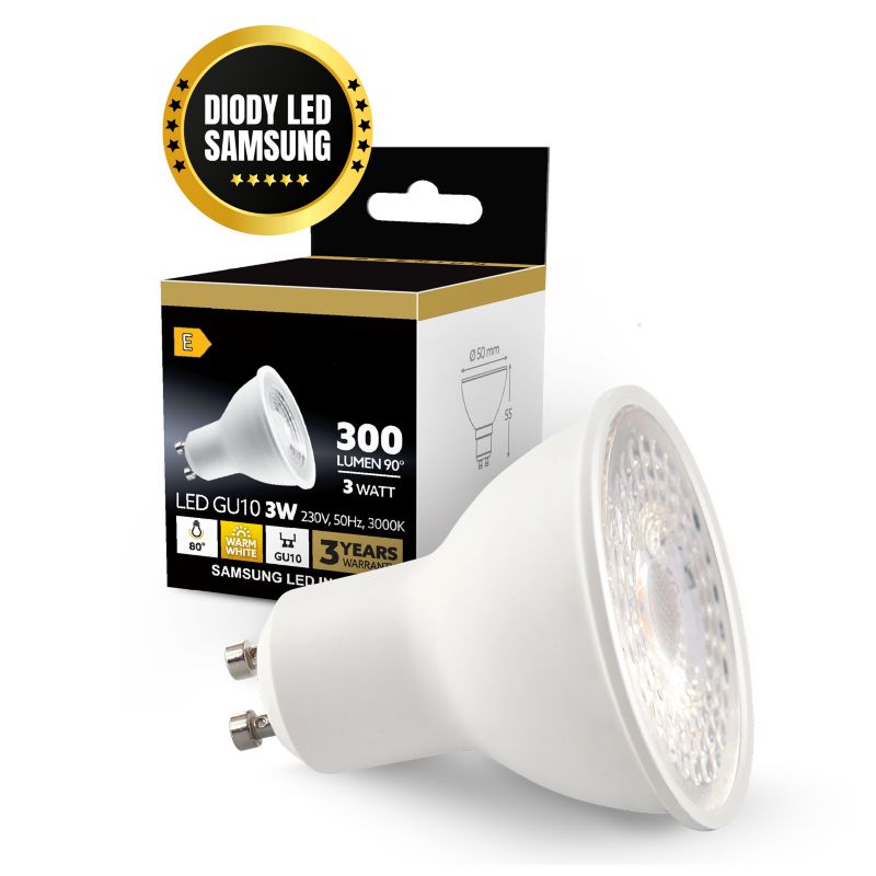Żarówka LED GU10 3W Kobi Premium barwa ciepła 3000K 5szt.