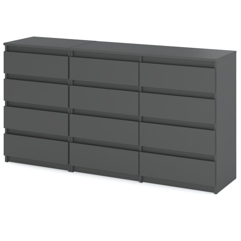 Duża Komoda Z 12 Szufladami Stiv-Meble Szary Mat Szafka Rtv 180X33.5X92,5 Cm 1 szt.