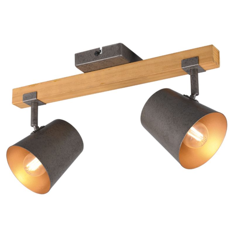 Lampa sufitowa wisząca Trio Bell 2565 jasne drewno-nikiel antyczny industrialna 2xE14 x 1 szt.