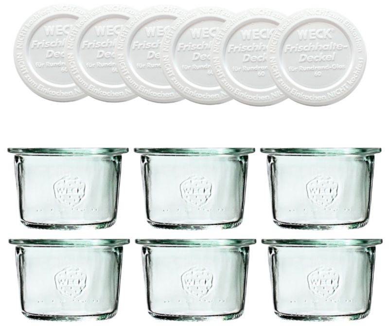 Słoiki MODO24 Weck 80 ml fi 60 mold z plastikowymi wiekami 6 kpl.