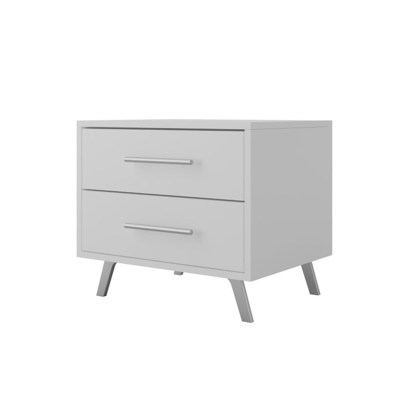 Szafka nocna z szufladami Bettso Ball ze srebrnymi uchwytami biały 1szt.