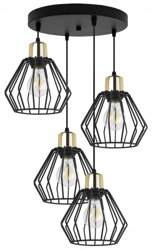 Lampa sufitowa wisząca Light Home LH Nuvola 4x E27 60W okrągła czarny/złoty 1szt.