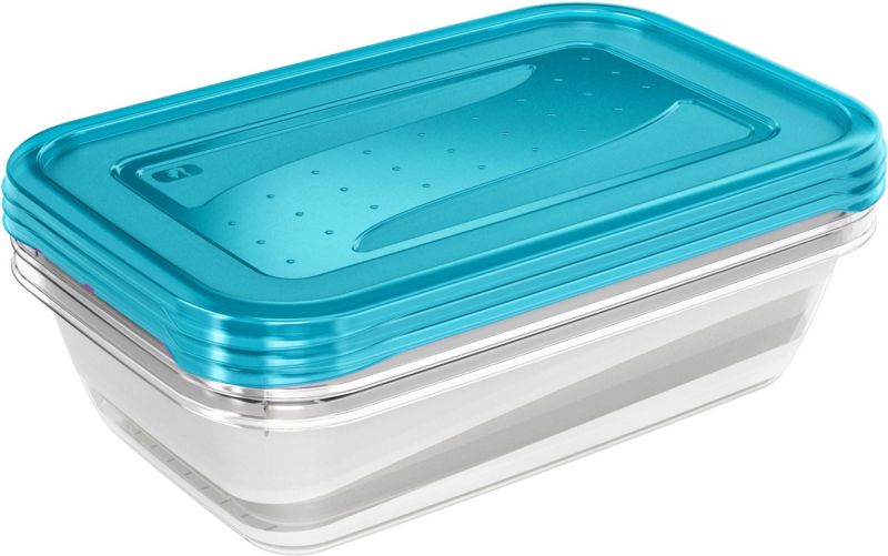 Zestaw 3 pojemników Keeeper Fredo Fresh 29x19x7 cm, niebieski/przezroczysty, plastik, 1 szt.