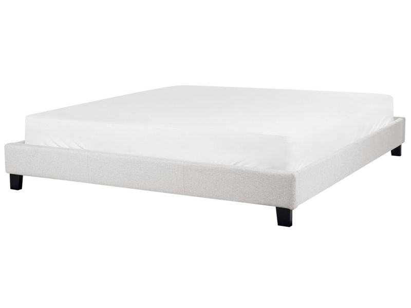 Łóżko jasnoszare tapicerowane ze stelażem 180 x 200 cm Roanne 1 szt.