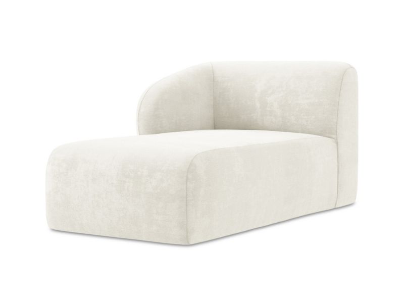 Szezlong lewostronny LaMiaSofa CERVO z tkaniny szenilowej 91x166 cm biały 1 szt.