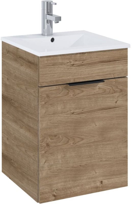 Szafka łazienkowa z umywalką Elita Qubo Plus 40,5 cm dąb canela, ceramika, Soft-Close, 1 szt.