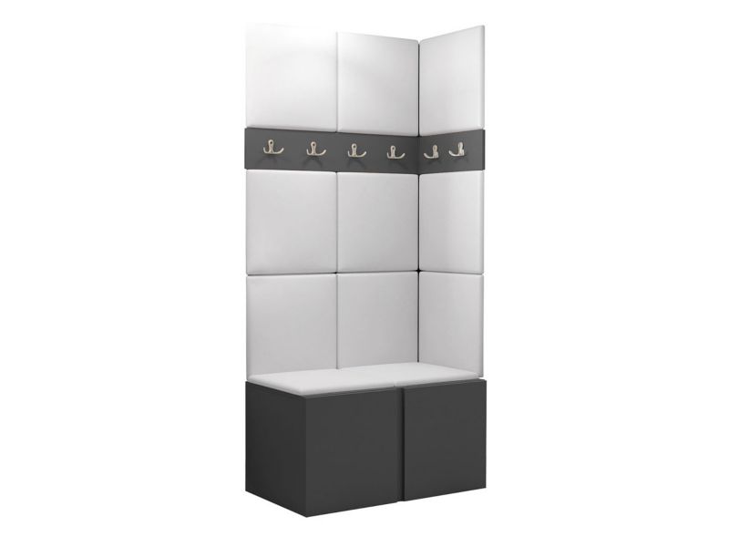 Garderoba MIRJAN 24 Orion I grafit + biała ekoskóra 1 kpl.