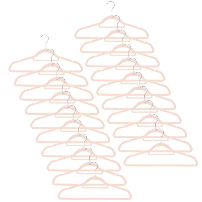 Wieszaki na ubrania Springos welurowe pudrowy róż 20 szt.