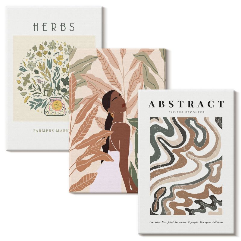 Galeria Obrazów Na Płótnie Wallfluent 20x30 cm Boho pastelowe postery minimalistyczne 3 szt.