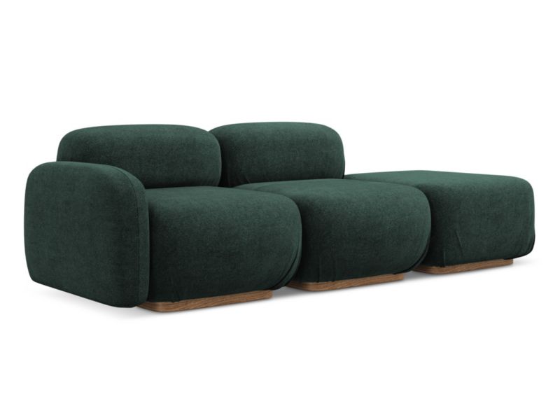 Modułowa sofa 3-osobowa LaMiaSofa CATANIA z tkaniny bouclé 258x95 cm butelkowa zieleń 1 szt.