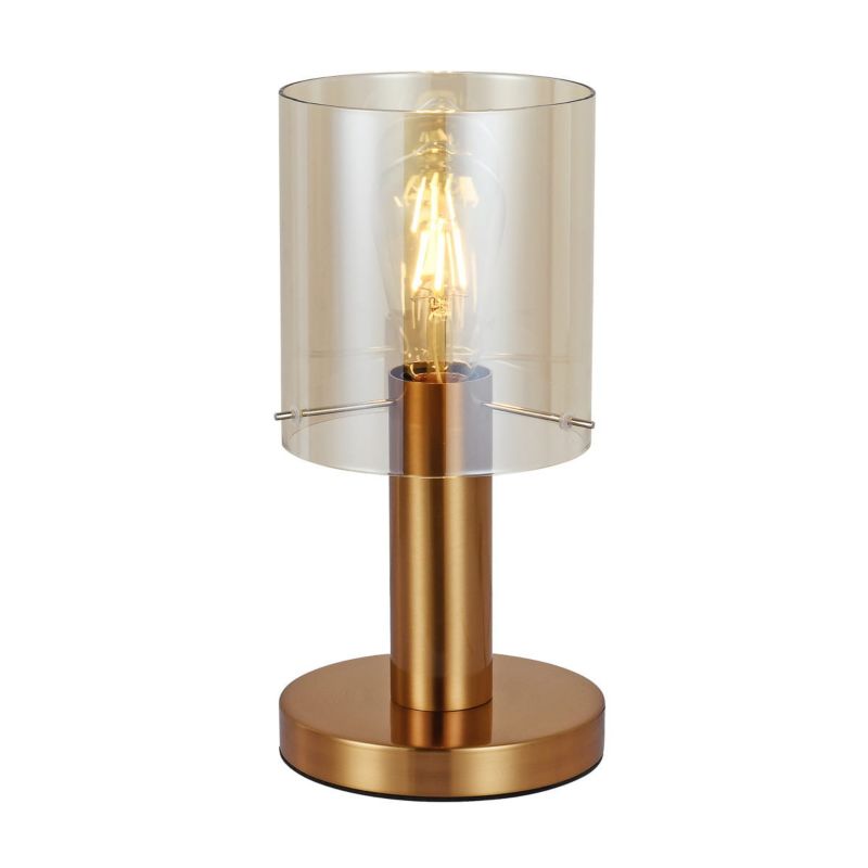 Lampka stołowa Italux Sardo mosiężno-bursztynowy 1 x E27 x 40W IP20 wym: 33 x 16 x 16 cm metal - 1 szt.