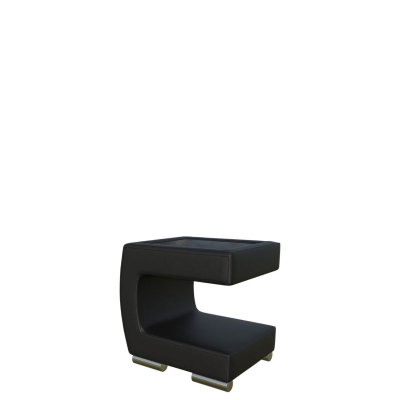 Tapicerowany stolik nocny MIRJAN 24 lewy czarny + czarne szkło 1 szt.