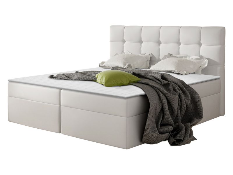 Łóżko kontynentalne MIRJAN 24 Nele 160x200 biała ekoskóra 1 szt.