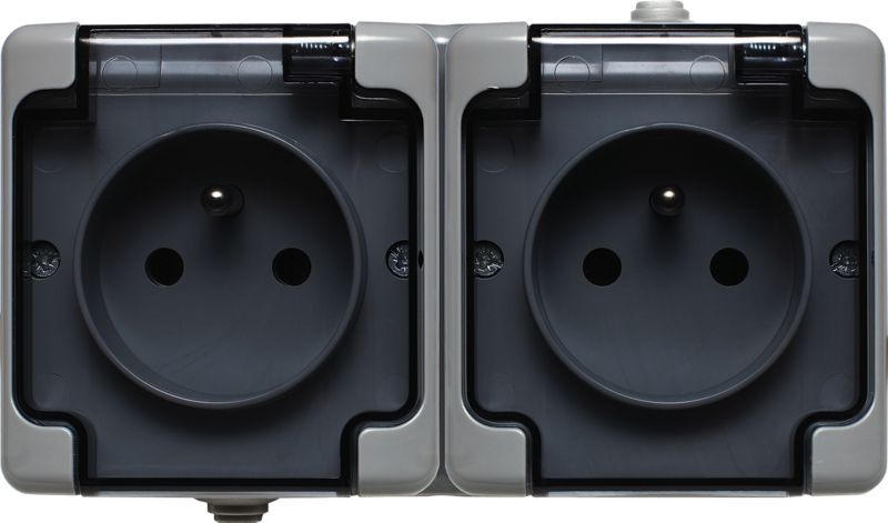 Gniazdo podwójne Kos natynkowe hermetyczne z uziemieniem IP54 szare 1 szt.