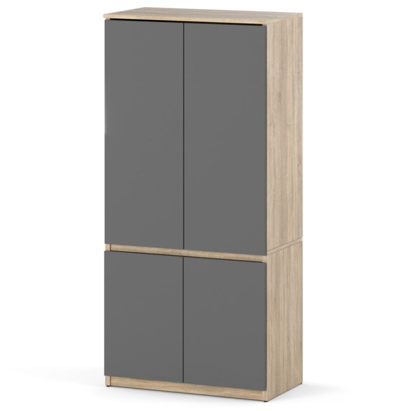 Szafa Hurtownia-Mebli 4 Drzwi Posti 80cm Dąb Sonoma Szary Mat 80x50x180 cm 1szt.