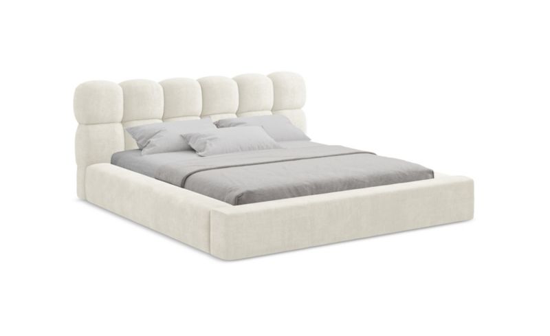 Tapicerowane łóżko z pojemnikiem LaMiaSofa Kahu Szynila 160x200 Biały 1 szt.