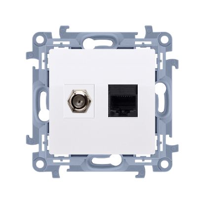 Gniazdo F + RJ45 Kontakt-Simon S10 białe 1 szt.