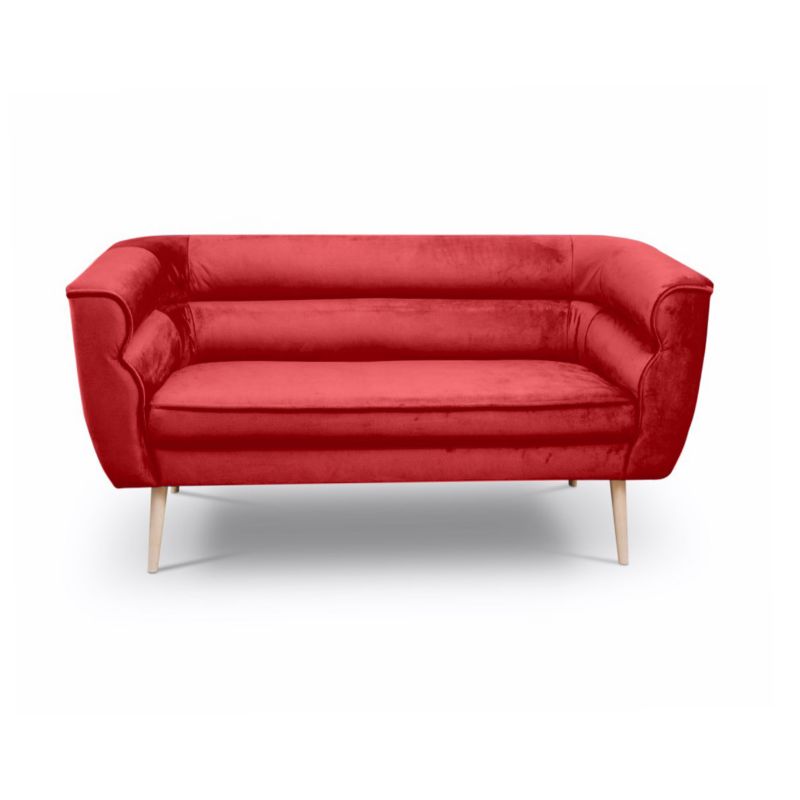Sofa dwuosobowa Bettso Maro na drewnianych nogach w stylu skandynawskim czerwony 1szt.