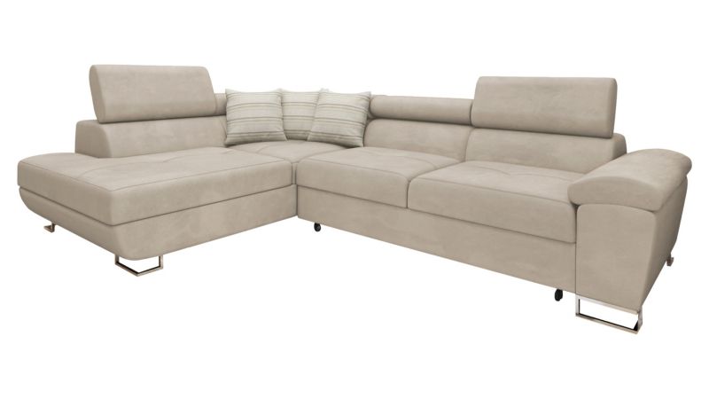 Narożnik z funkcją spania MIRJAN 24 Cotere lewy jasnobeżowy/kość słoniowa/beżowe paski 1 szt.