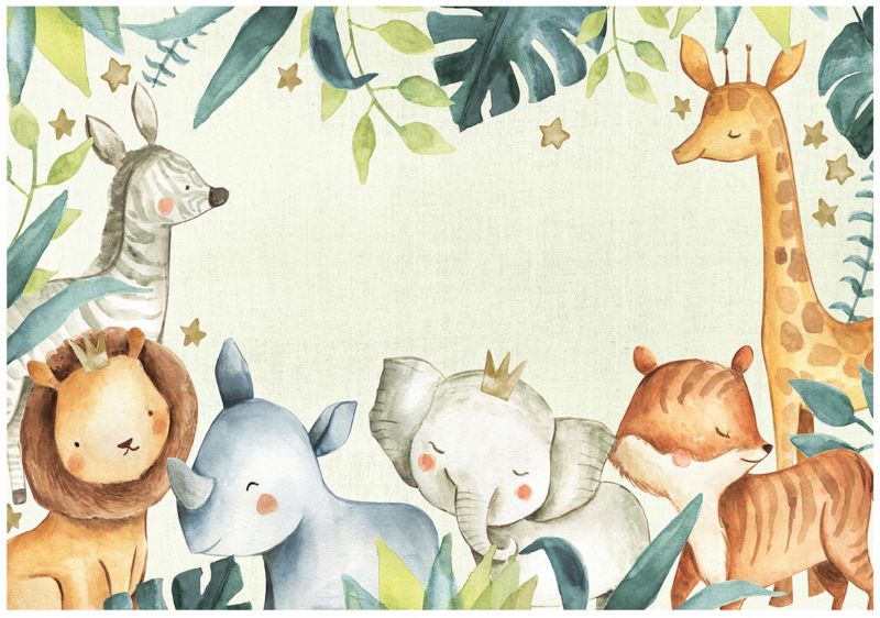 Fototapeta WALLARENA Dla Dzieci Winylowa Zwierzęta Liście Dżungla Zielony 416x254 cm 16024WVZXXXL 1 szt.