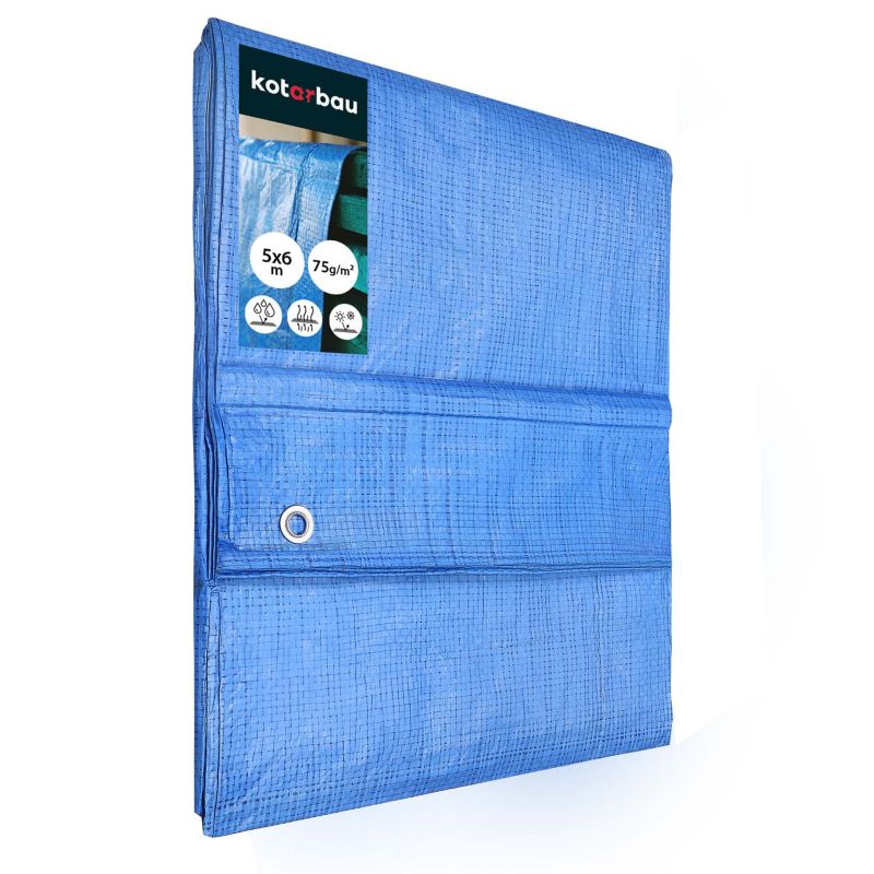 Plandeka ochronna KOTARBAU mocna niebieska 75 g/m2 5x6 m 1 szt.