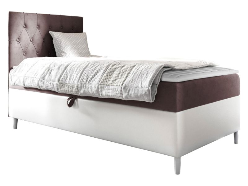 Łóżko kontynentalne MIRJAN 24 Filip Junior 1 90x200, Strona: Lewa biała ekoskóra/brudny róż 1 szt.