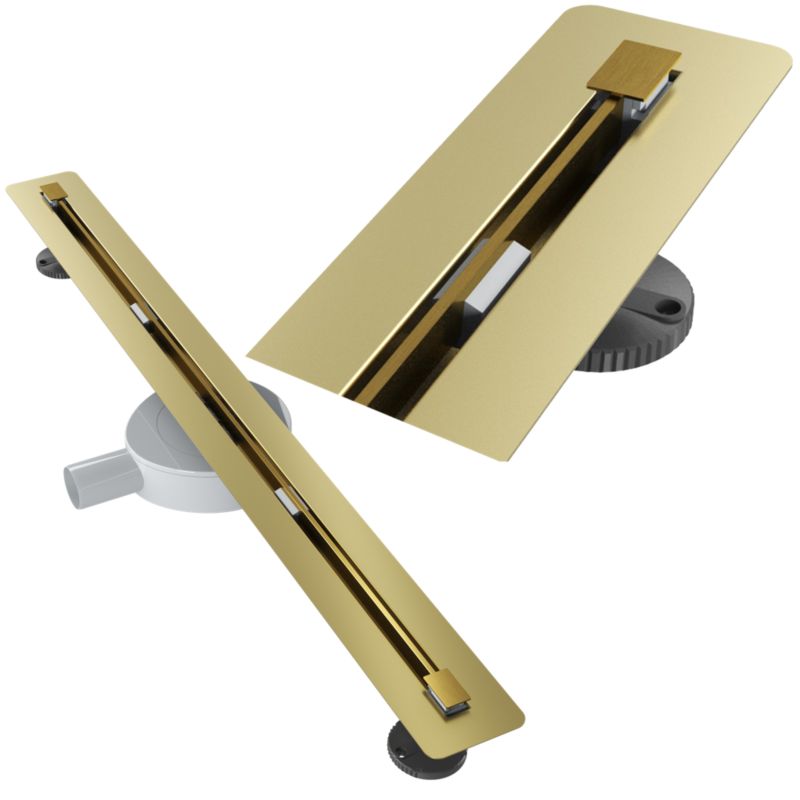 Odpływ Liniowy Pod Płytkę 80cm Granitan Luno Złoty Stal 2w1 Prysznic Brodzik Syfon 1szt.