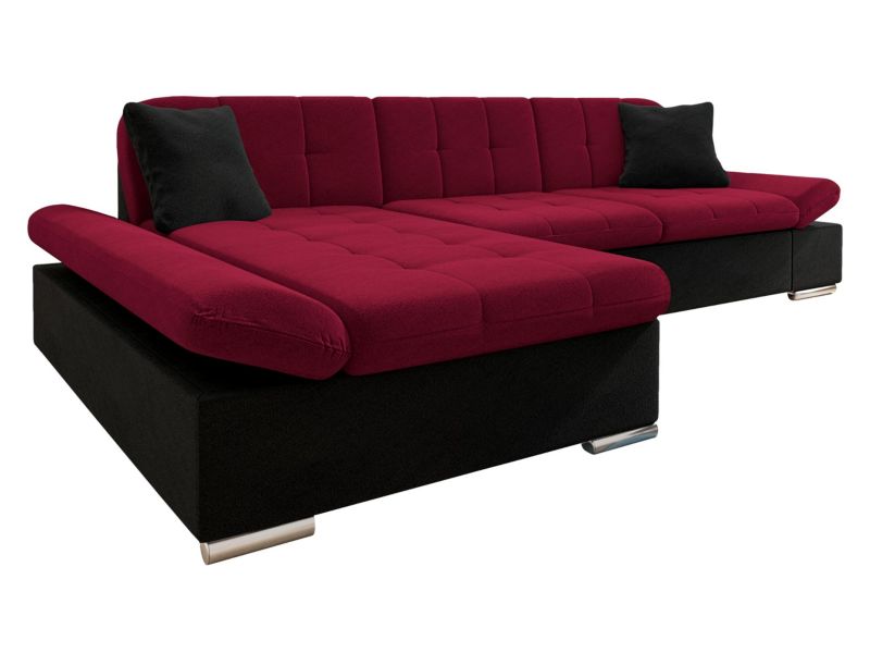 Narożnik z funkcją spania MIRJAN 24 Malwi lewy czarny/wiśniowy/czarny 1 szt.