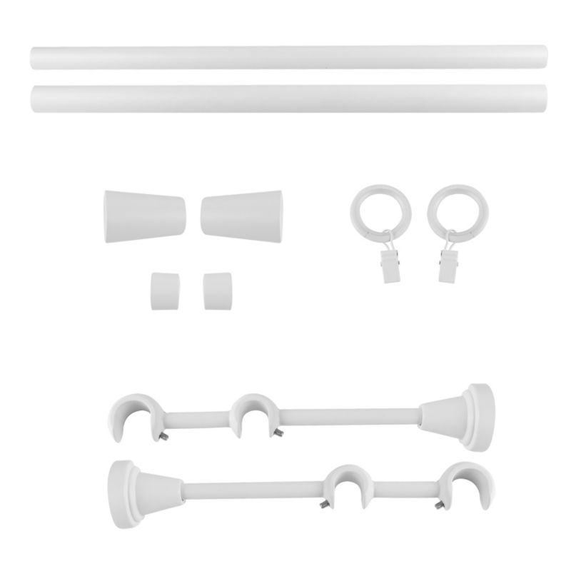 Karnisz podwójny GoodHome Anafi 19/16 mm 160 cm stożek biały mat