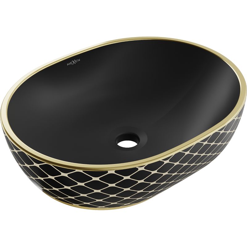 Umywalka nablatowa Mexen Viki czarny/złoty 48,5 x 35 cm 1 szt.