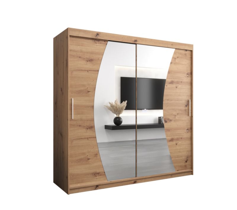 Szafa przesuwna Garderoba Abiks WAVE 200 dąb artisan + dąb artisan 1 szt.