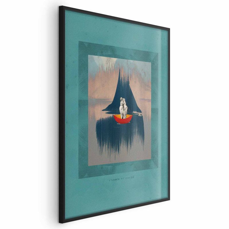 Plakat Artgeist Para na łodzi 60x90 cm z ramą czarną 1 szt