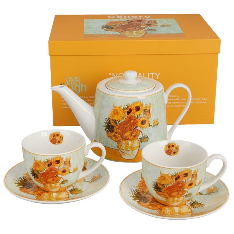 Zestaw Duo Dzbanek 2 Filiżanki Ze Spodkami Sunflowers Van Gogh Zest.