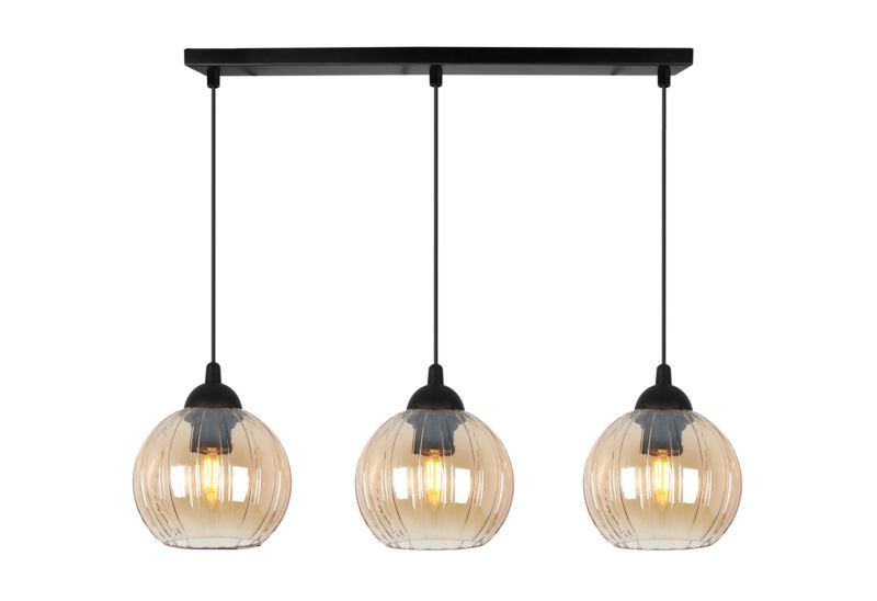 Lampa sufitowa wisząca Light Home LH Costa 3x E27 60W czarny/miodowy 1szt.