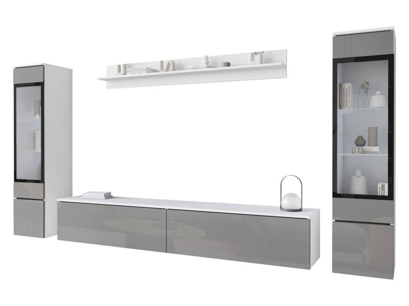 Meblościanka MIRJAN 24 Vera II biały + szary połysk 1 kpl.