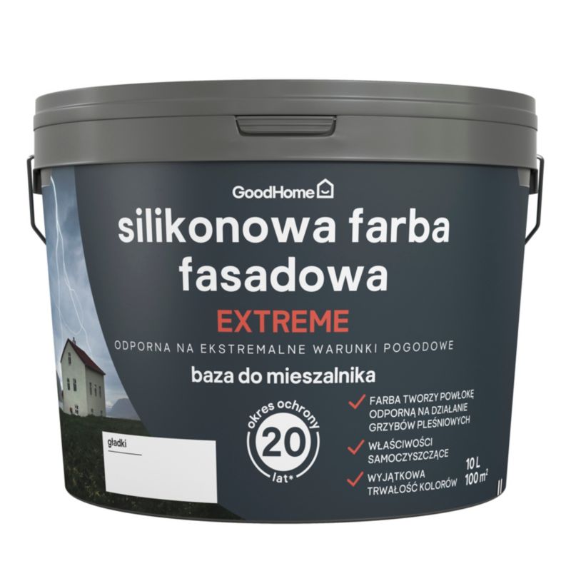 Silikonowa farba fasadowa GoodHome 10 l baza B4