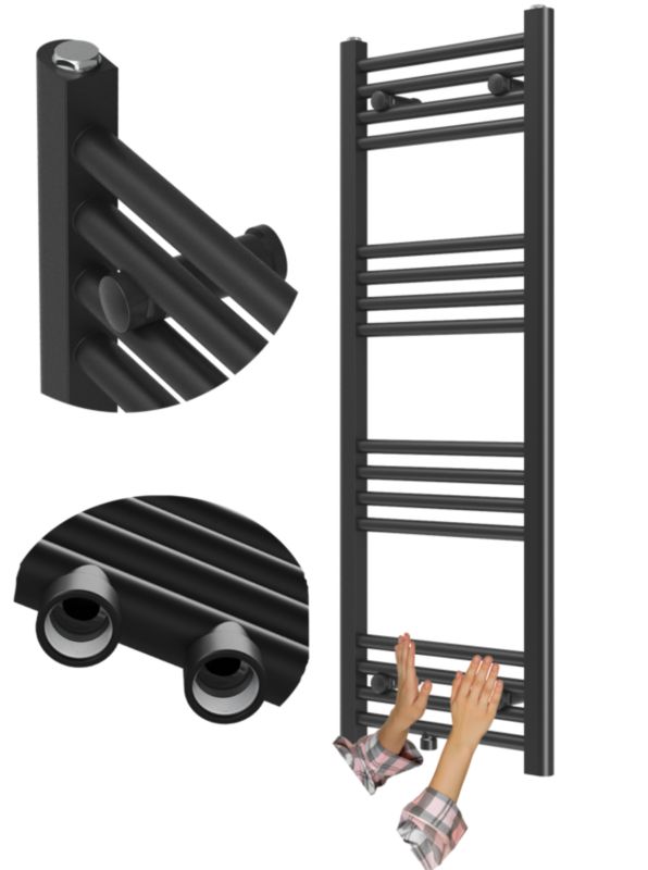 Grzejnik Łazienkowy Granitan Raven 110/50cm Czarny Kaloryfer Drabinkowy 1kpl.