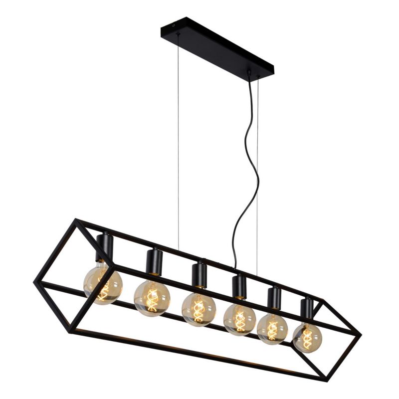 Lampa wisząca Lucide Fabian 0810 czarna nad stół 6xE27 x 40W 1 szt.