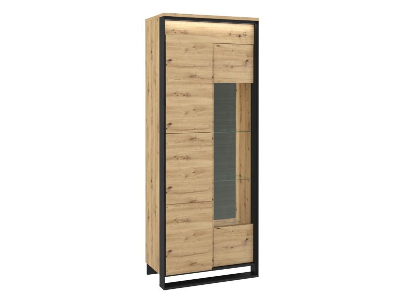 Witryna MIRJAN 24 Quant QA-03 z oświetleniem dąb artisan / czarny 1 szt.