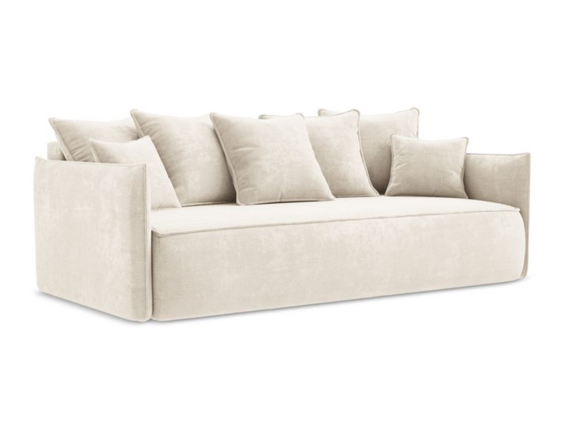 Kanapa 3-osobowa z funkcją spania LaMiaSofa GARDA z tkaniny szenilowej 225x105 cm jasny beż 1 szt.