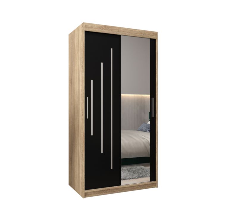 Szafa przesuwna Garderoba Abiks YORK 2 100 sonoma/czarny 1 szt.