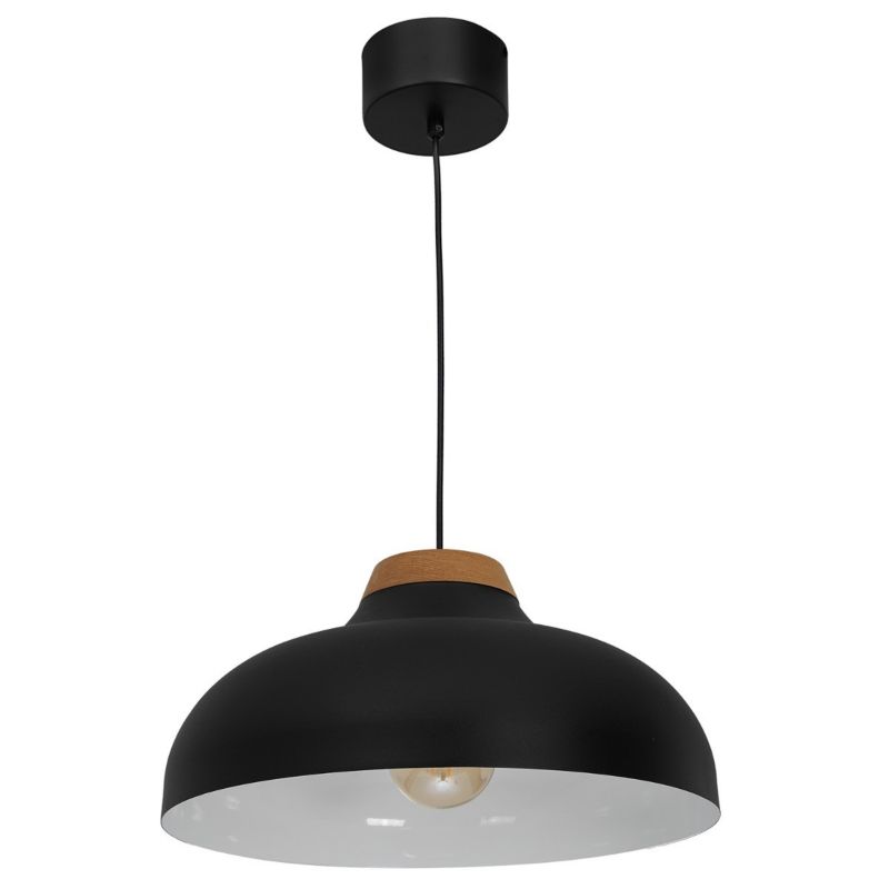 Lampa wisząca Luminex Burgos czarny matowa-jasne drewno wym: 130 x 40 x 40 cm 1xE27 x 15W 1 szt.