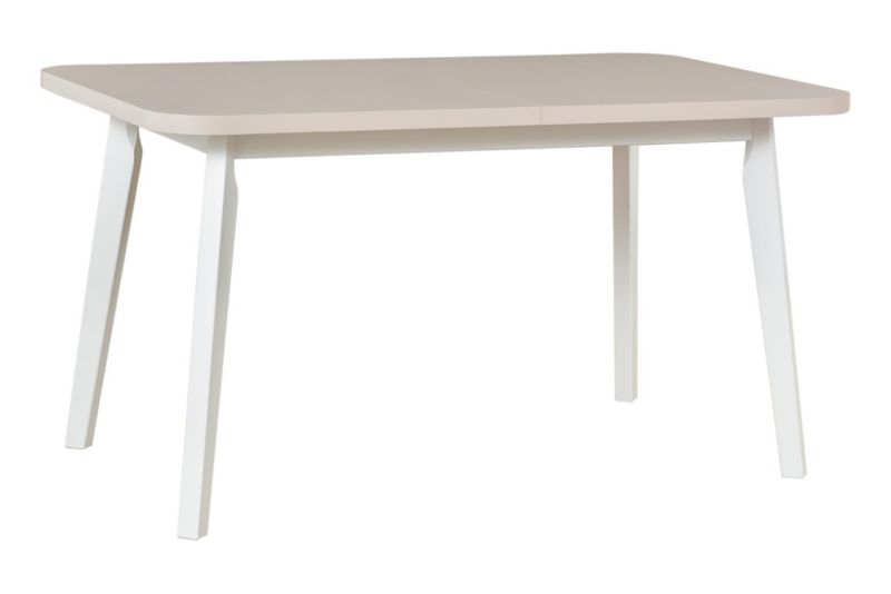 Stół rozkładany Bettso Oslo 6 z zaokrąglonym blatem i subtelnym wcięciem na białych nogach kaszmir 1szt