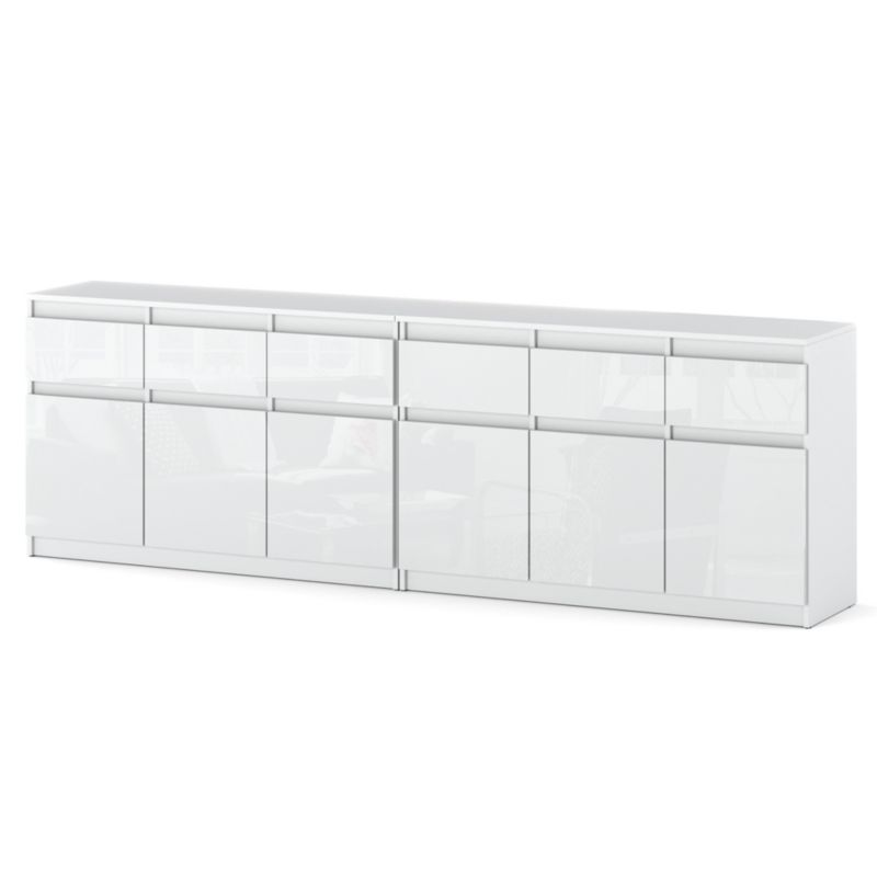 Komoda Hurtownia-Mebli Szuflady 6 Olia Best 240cm Biały Mat Biały Połysk 240x35x75 cm 1szt.