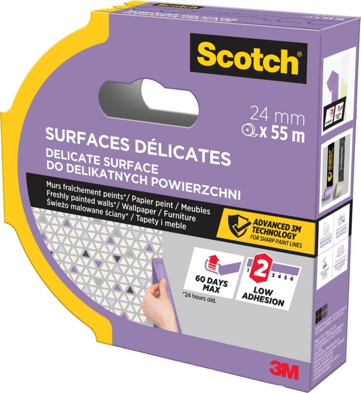 Taśma malarska Scotchblue delikatne powierzchnie 24 mm x 55 m