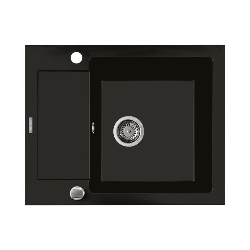 Zlewozmywak granitowy Oltens Gravan 1-komorowy czarny mat 62x50 cm 1 szt.